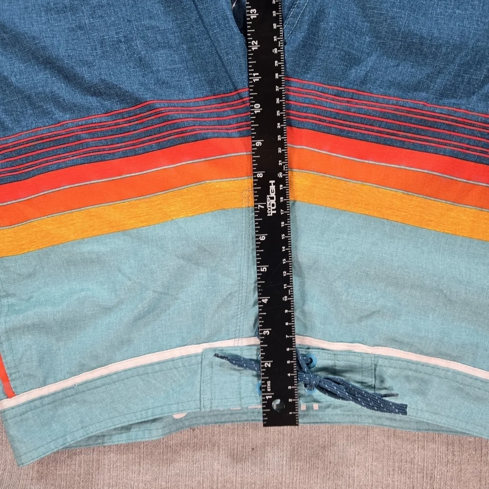 Surf Style Men Sz 32 Drawstring Waist Swim Shorts Trunks Sunset Design EUC Beach